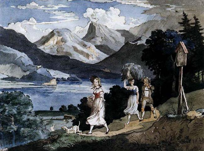 Adrian Ludwig Richter The Fuschlsee with the Schafberg Mountain in the Salzkammergut